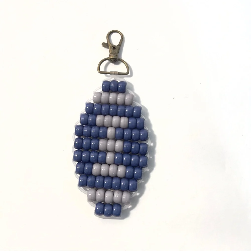 Handmade Football Pony Bead Keychain | 4″ Beaded Kandi Bag Charm